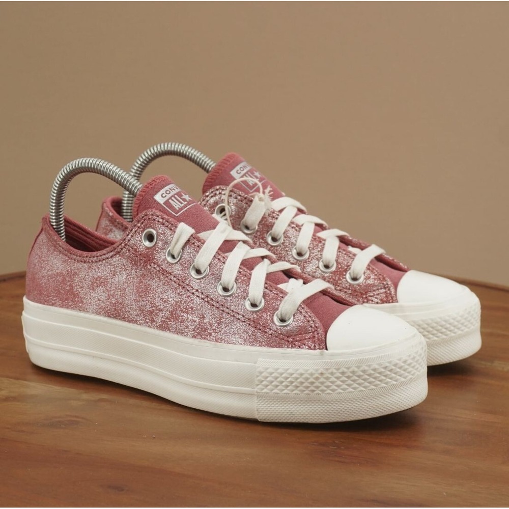 Converse Womens Ctas Lift Platform Low Sneakers Shoes Metallic